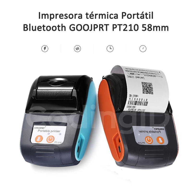 Impresora térmica Portátil Bluetooth GOOJPRT PT210 58mm
