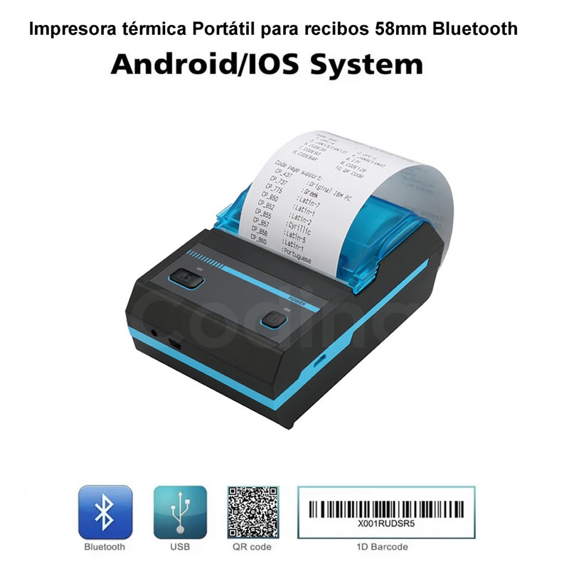 Impresora térmica Portátil de recibos Bluetooth Milestone MHT-P5801 58mm