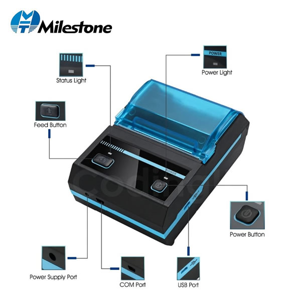 Impresora térmica Portátil de recibos Bluetooth Milestone MHT-P5801 58mm